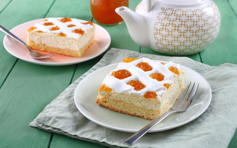 pastel de requesón y mermelada